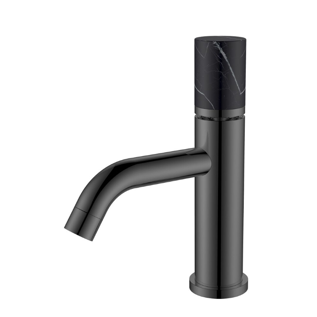 Изображение товара Смеситель Boheme Stick 121-SGM-MR-B графит Gun Metal с ручкой черный мрамор