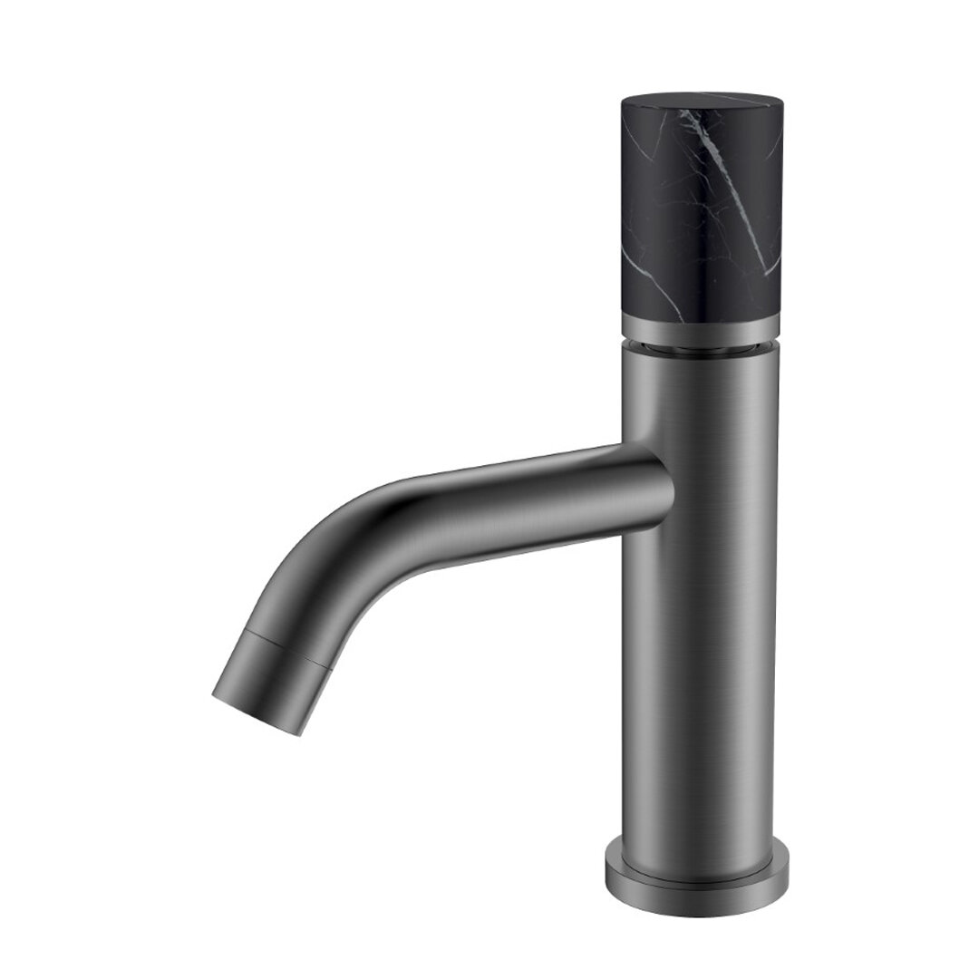 Изображение товара Смеситель Boheme Stick 121-GM-MR-B для раковины, графит матовый Gun Metal, ручка черный мрамор Изображение товара Смеситель Boheme Stick 121-GM-MR-B для раковины, графит матовый Gun Metal, ручка черный мрамор