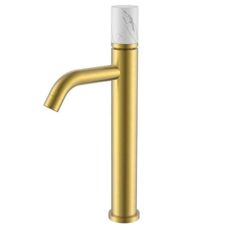 Изображение товара Смеситель Boheme Stick 122-MG-MR-W Мрамор White, золото матовое, однорычажный