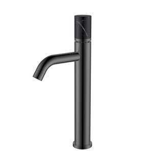 Изображение товара Смеситель Boheme Stick 122-SGM-MR-B для раковины, графит shine Gun Metal, ручка черный мрамор