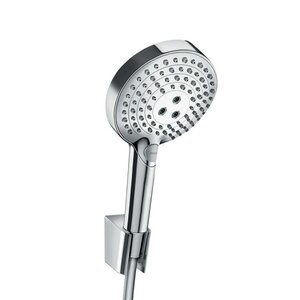 Изображение товара Душевой гарнитур Hansgrohe Raindance Select S 120 PowderRain Porter 27668000, корпус хром, лицевая часть хром шланг 160 см, 3 режима струи, хром