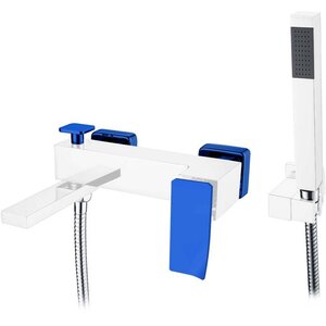 Изображение товара Смеситель для ванны и душа Boheme Q 143-CRBlue.2, с душевым гарнитуром, хром, синий