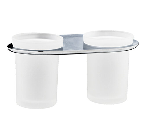 Изображение товара Подстаканник WasserKraft Kammel двойной стеклянный белый хром K-8328D