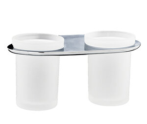 Изображение товара Подстаканник WasserKraft Kammel двойной стеклянный белый хром K-8328D