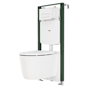 Изображение товара Комплект Iddis Basic BASSLPA3i73: инсталляция Profix Air с подвесным безободковый унитазом Slide Q белый, смыв торнадо, сиденье микролифт, клавиша Unifix белая