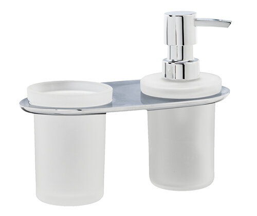 Изображение товара Держатель стакана и дозатора WasserKraft Kammel K-8389 белый хром