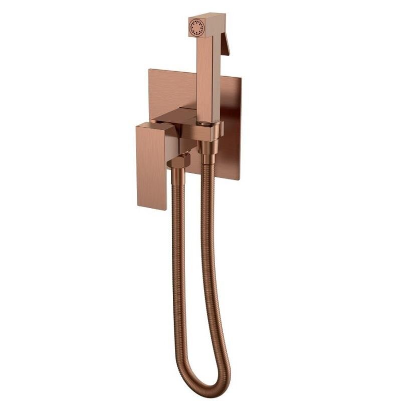 Изображение товара Гигиенический душ Boheme Qubic, 477-CB, со смесителем, медь брашированная
