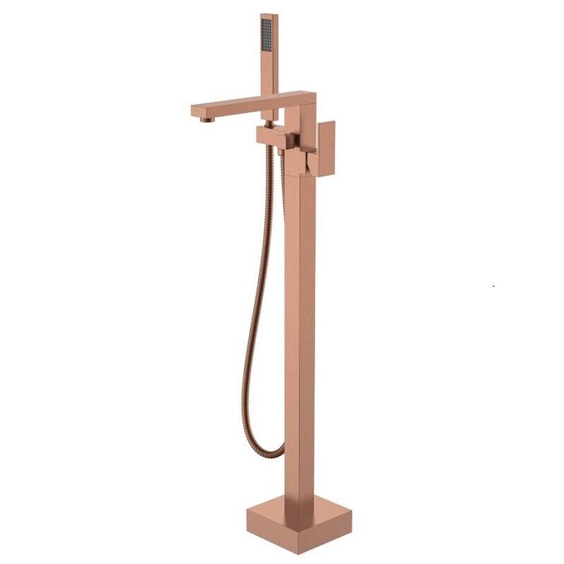 Изображение товара Смеситель для ванны и душа Boheme Qubic 479-CB, напольный, с душевым гарнитуром, медь брашированная
