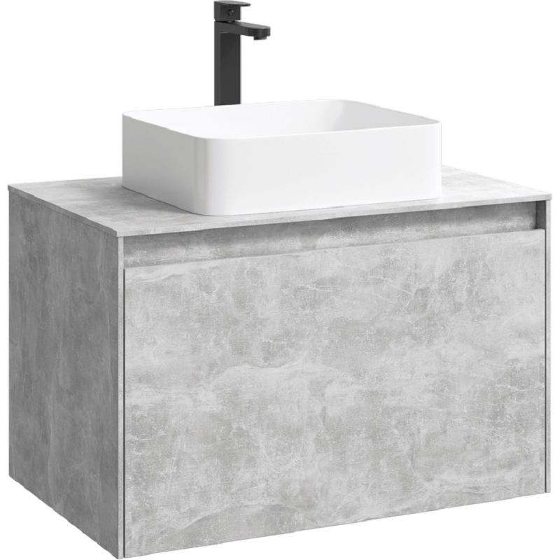 Изображение товара Тумба под раковину Aqwella Mobi MOB0108BS+MOB0708BS, 80 см, подвесная, цвет бетон светлый