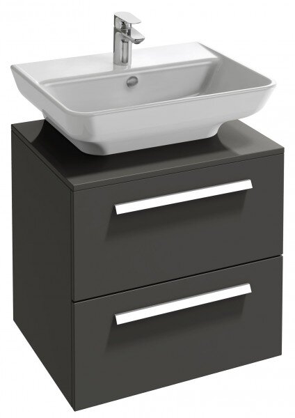 Изображение товара Тумба под раковину Jacob Delafon Struktura 55 см, подвесная, серый антрацит