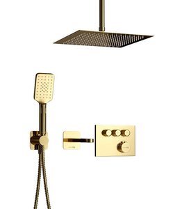 Изображение товара Душевая система WasserKRAFT Sauer A7158.234.261.280.197.346.279, с изливом, термостатическая, PVD золото