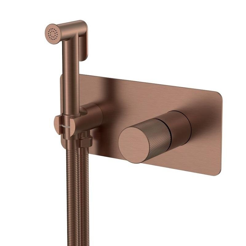Изображение товара Гигиенический душ Boheme Stick 127-CB.4, со смесителем, ручка Spirale, медь брашированная
