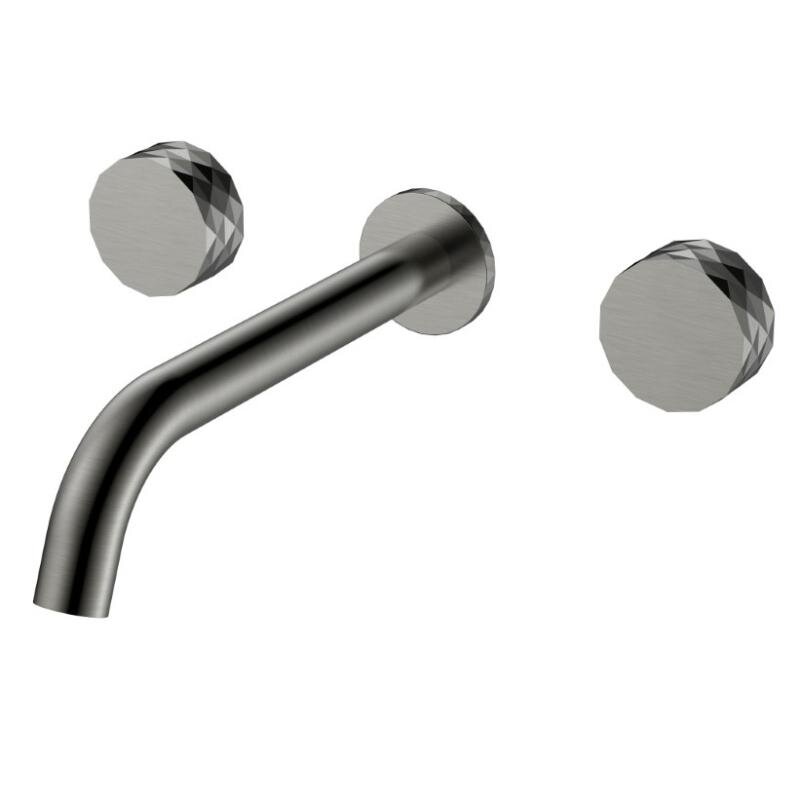Изображение товара Смеситель для раковины Boheme Stick 152-2-GM.1, с внутренней частью, ручка Diamond, графит матовый, Gun Metal