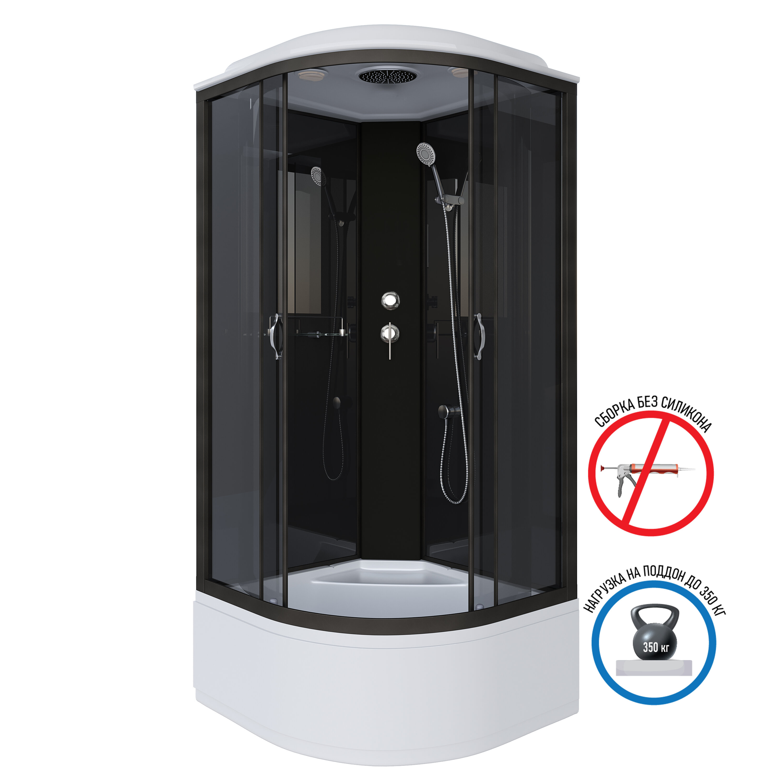 Изображение товара Душевая кабина Niagara NG-6508-14 четверть круга 90x90 с тропическим душем