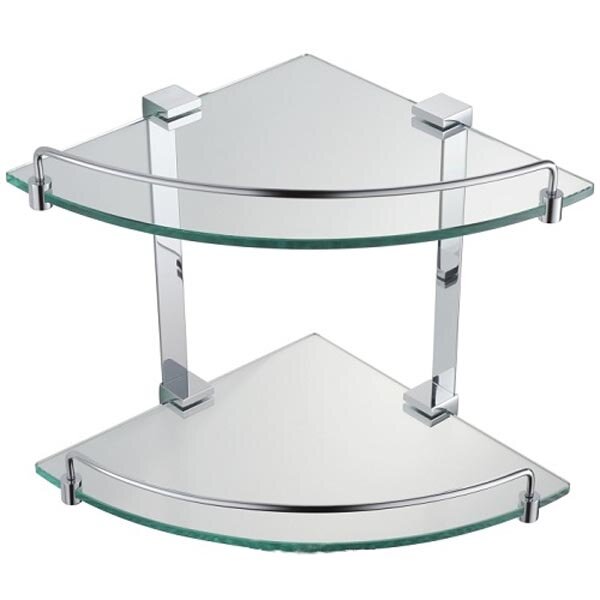Изображение товара Угловая стеклянная полка Schein Elite 7057055 хром с ограничителем для ванной