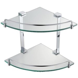 Изображение товара Угловая стеклянная полка Schein Elite 7057055 хром с ограничителем для ванной