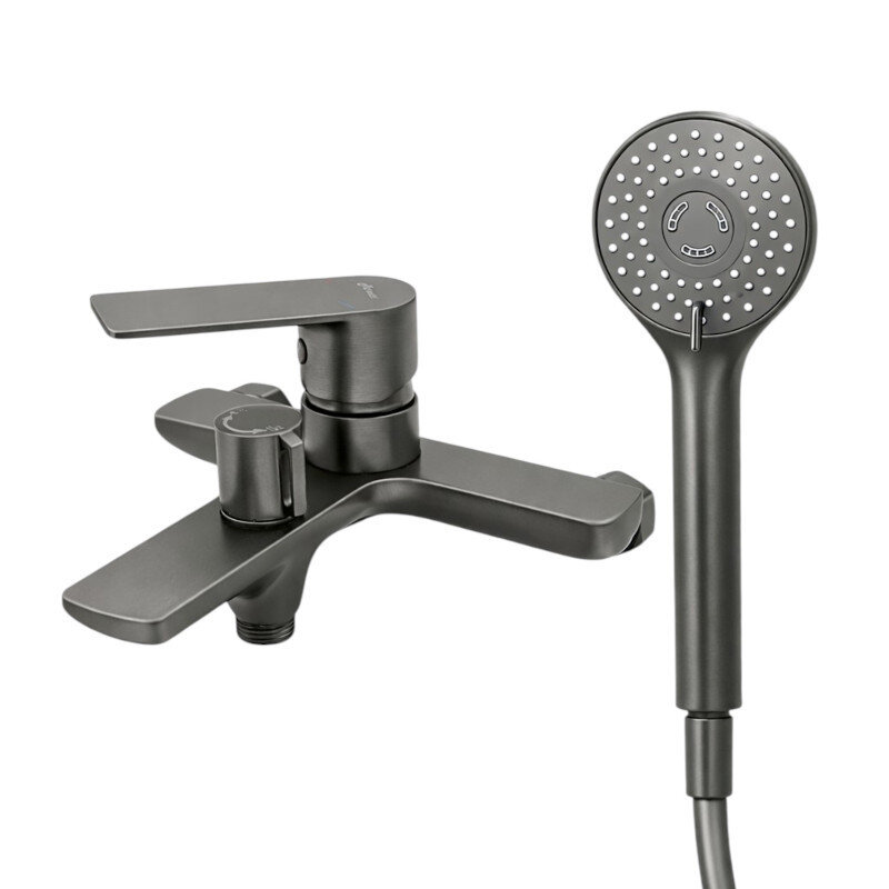 Изображение товара Смеситель для ванны и душа Maretti Ritta RIGM22RF505, с душевым гарнитуром, оружейная сталь