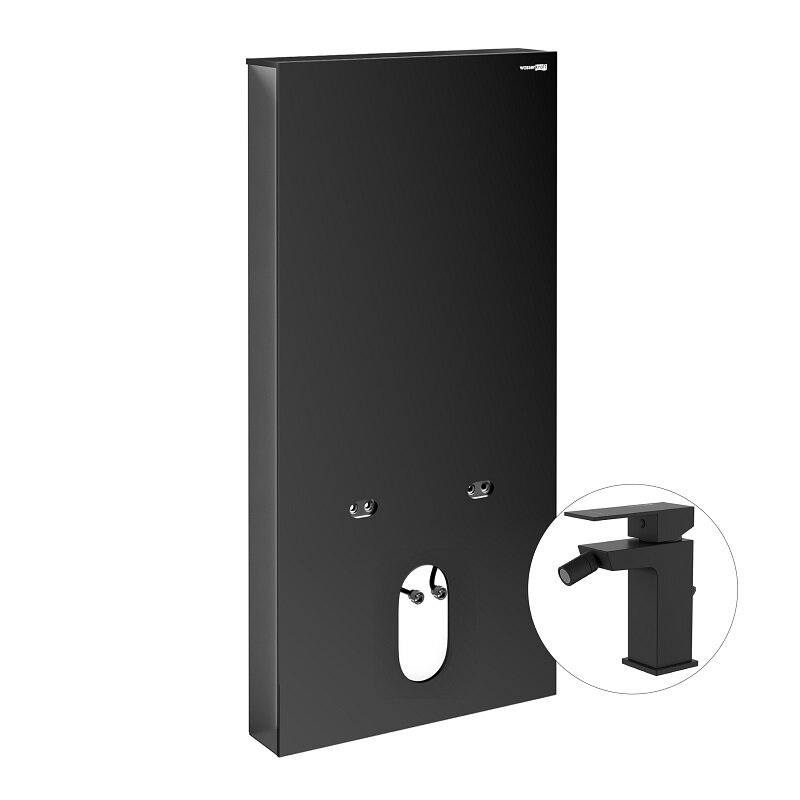 Изображение товара Инсталляция для подвесного биде WasserKraft Naab 86BDT.050.BL.SQ2006, со смесителем, чёрный