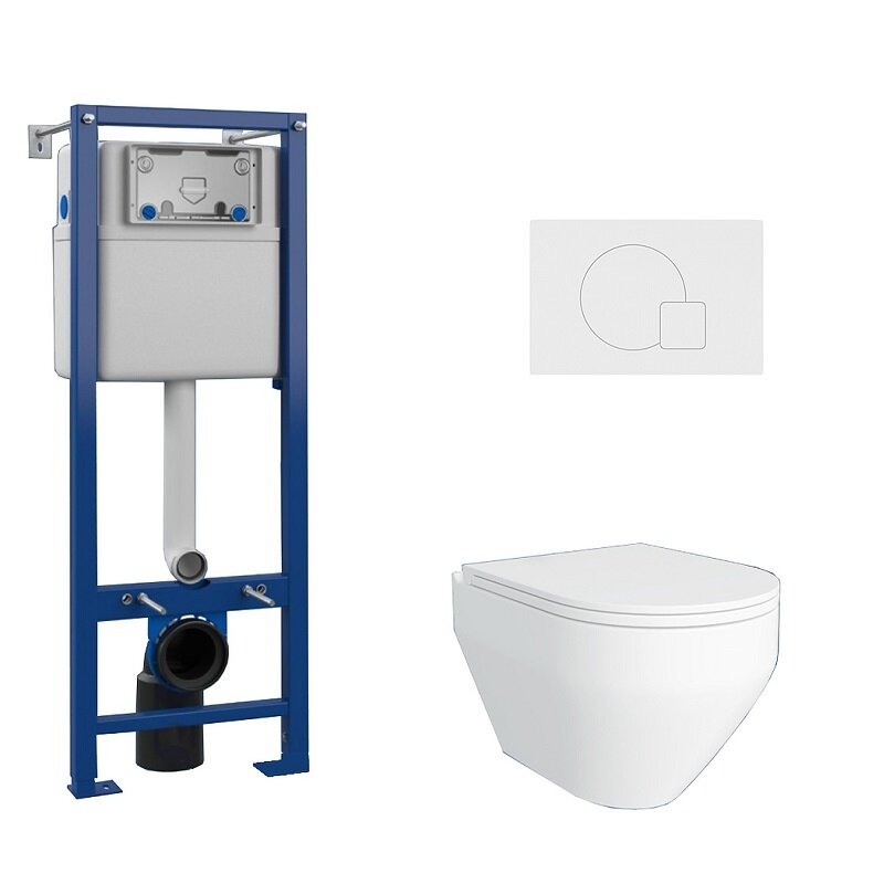 Изображение товара Комплект Maretti Calabria 3 в 1, CA29EL74052: инсталляция AC11P5211, унитаз безободковый CA10PBM29-844, белый, сиденье с микролифтом, кнопка смыва AC12EL-740 , цвет белый матовый