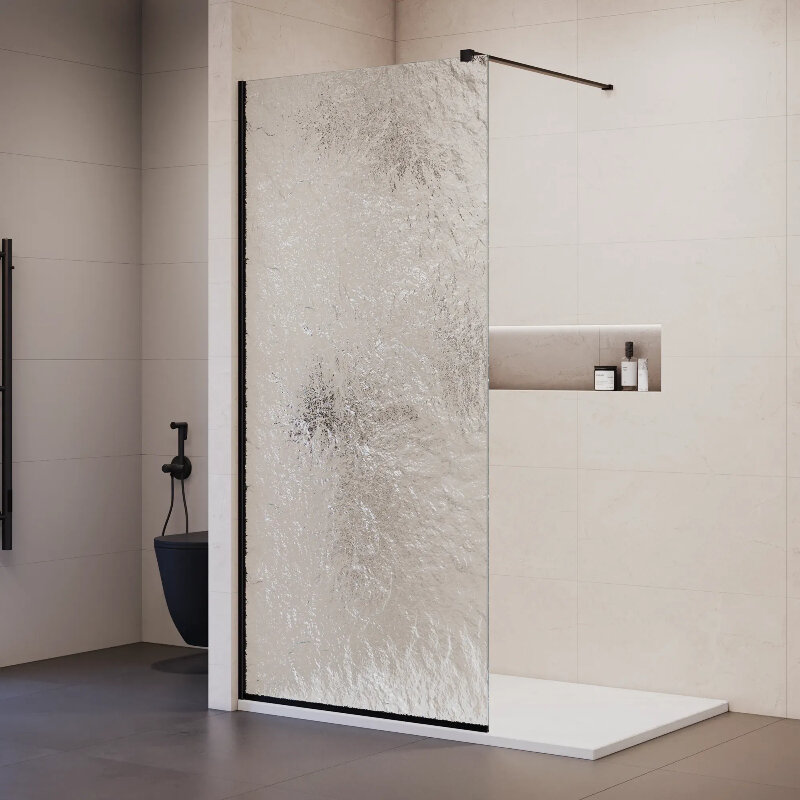 Изображение товара Душевая стенка RGW Walk In WA-55B NEW 33105508-234, 80 см, свободный вход, стекло лёд, профиль черный