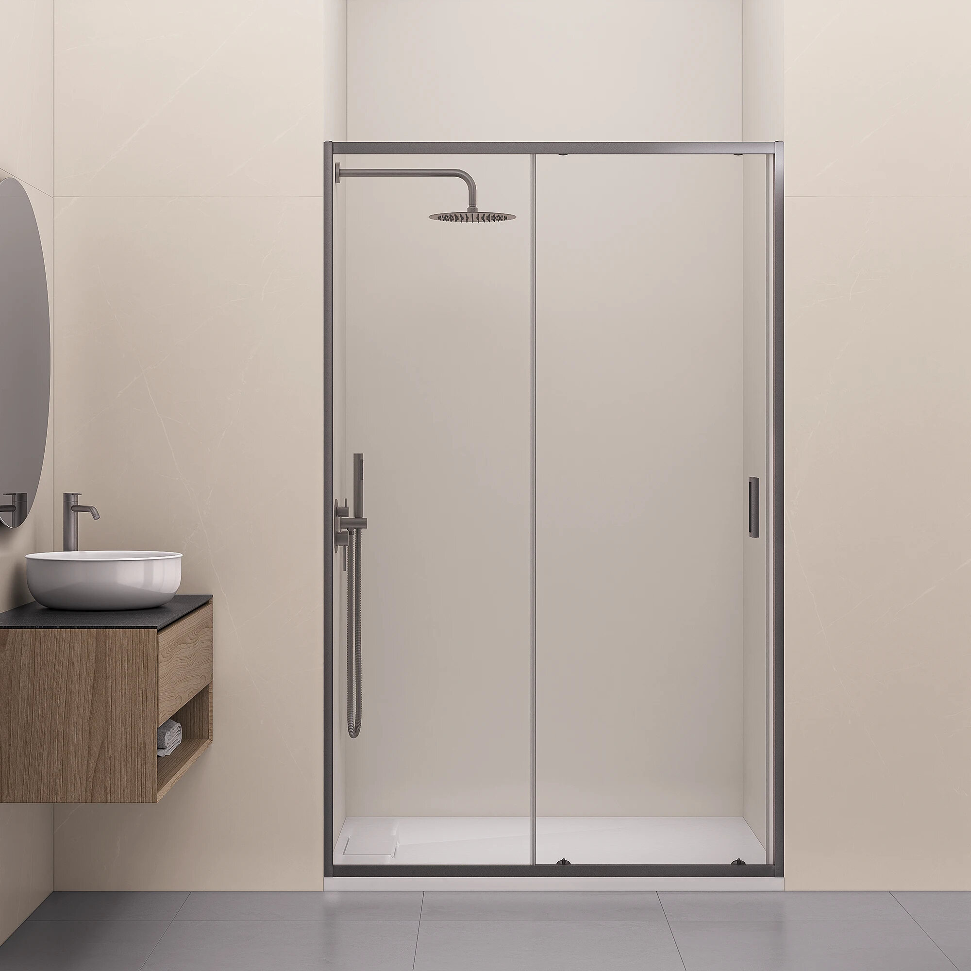 Изображение товара Душевая дверь RGW Classic 110 см раздвижная серый стекло Easy Clean Изображение товара Душевая дверь RGW Classic 110 см раздвижная серый стекло Easy Clean