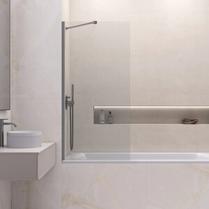 Изображение товара Шторка на ванну RGW SC-50Gr 38115006-110, 60 см, стекло прозрачное, профиль серый