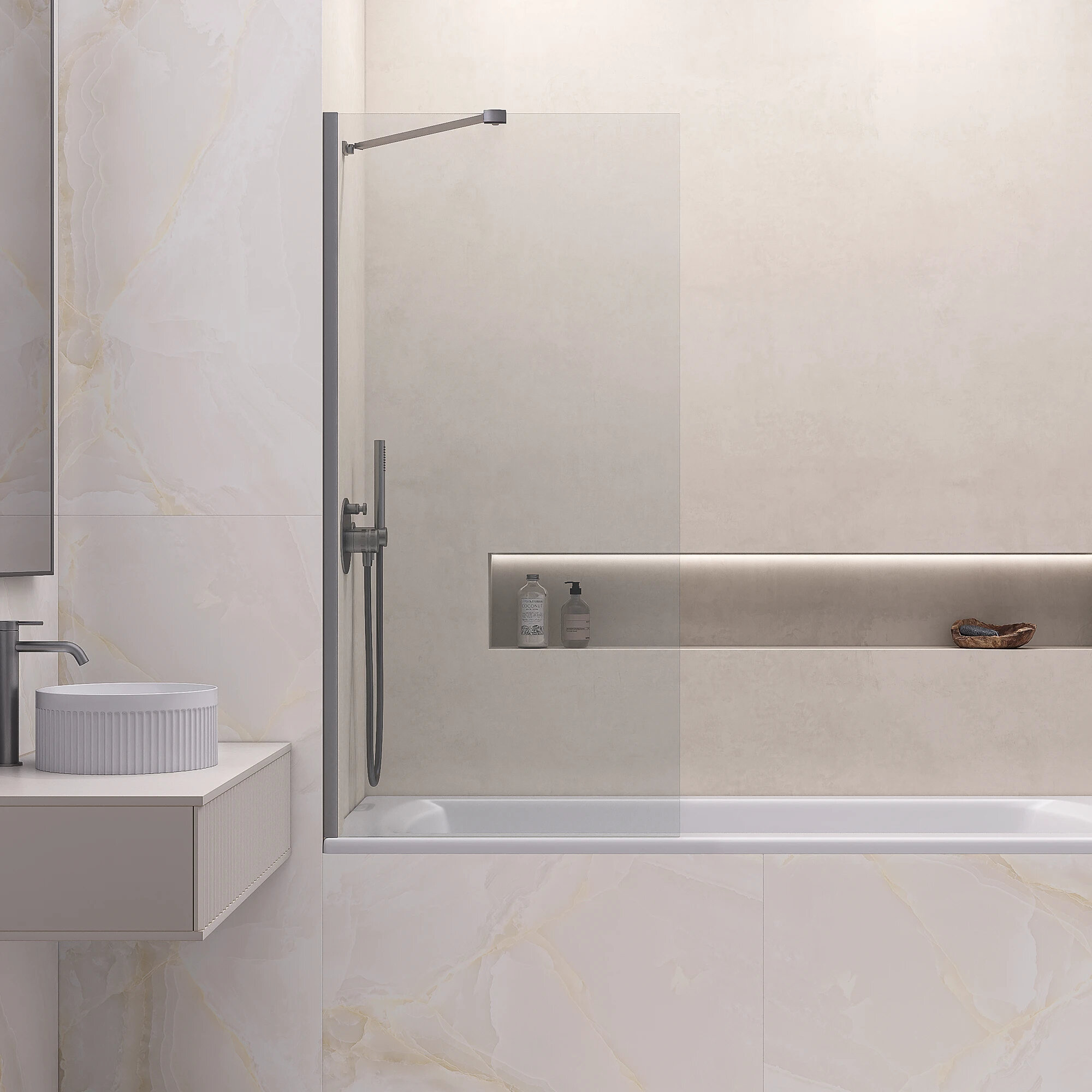 Изображение товара Шторка на ванну RGW SC-50Gr 38115006-110, 60 см, прозрачное стекло