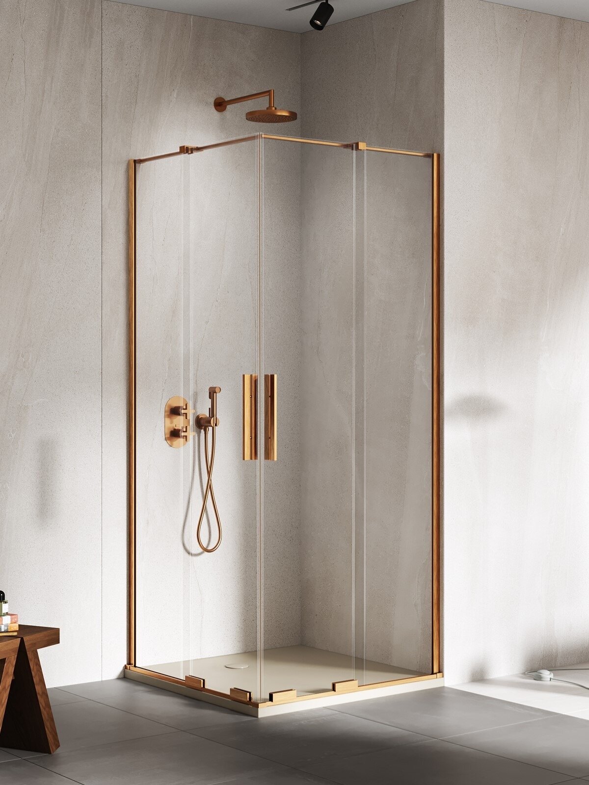 Изображение товара Душевой уголок New Trendy EXK-7742 90x90 см медь брашированная