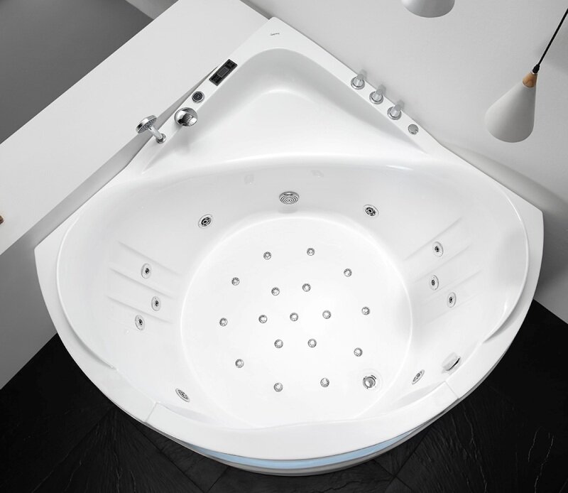 Изображение товара Гидромассажная ванна акриловая угловая 165х165х82 Gemy G9247 K белая