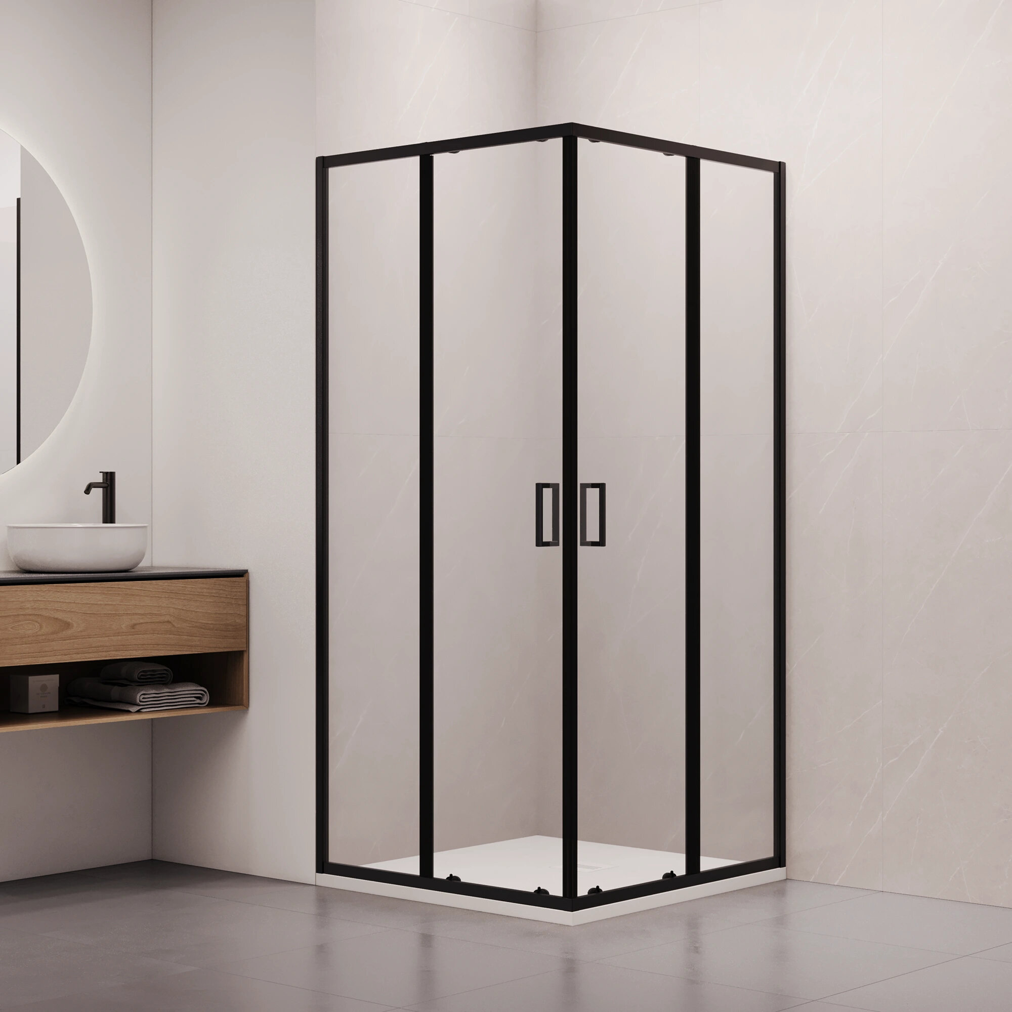 Изображение товара Душевой уголок RGW Classic CL-34-B NEW, 38093488-14, 80 х 80 см, стекло прозрачное, профиль черный Изображение товара Душевой уголок RGW Classic CL-34-B NEW, 38093488-14, 80 х 80 см, стекло прозрачное, профиль черный