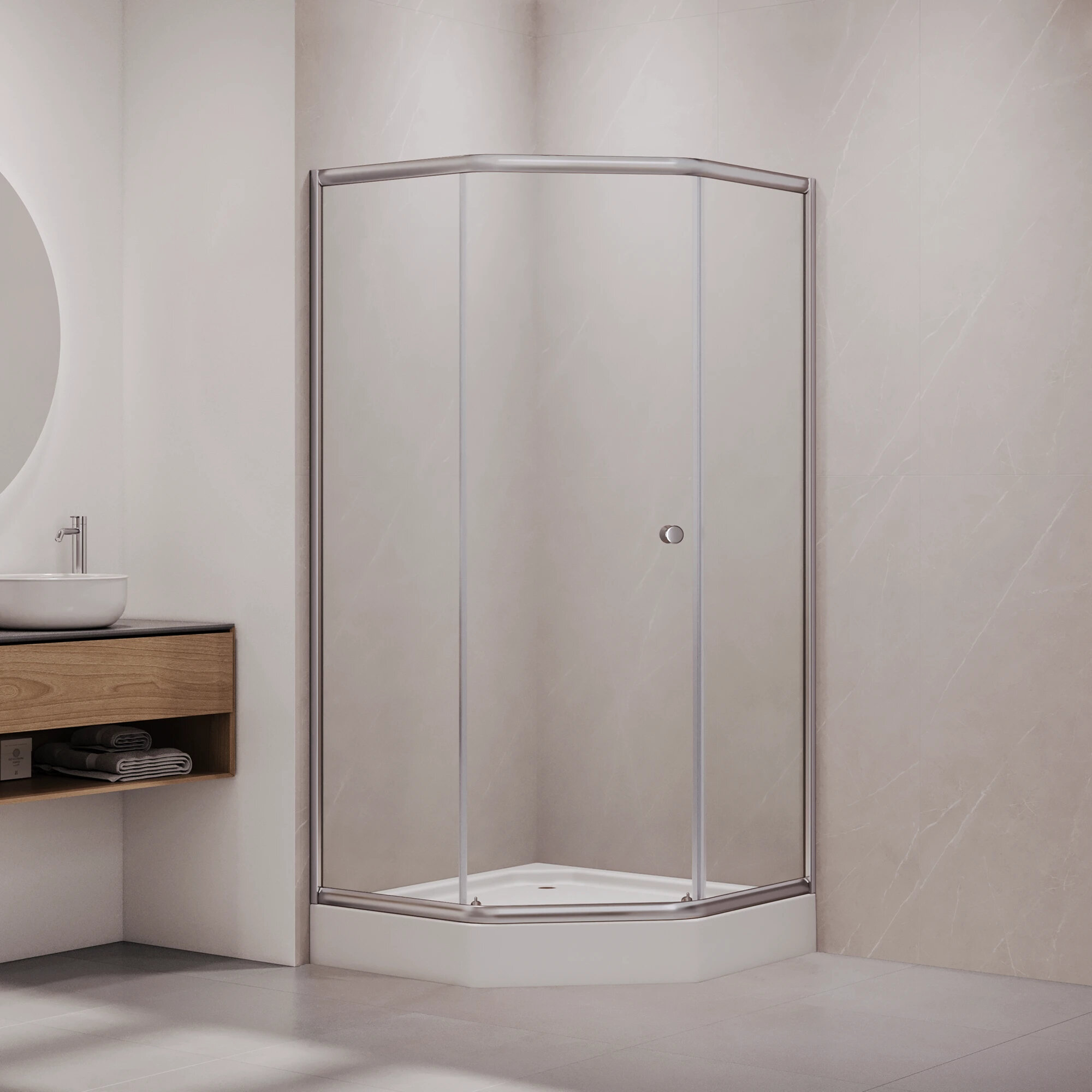 Изображение товара Душевой уголок RGW Classic CL-80 90x90 трапеция с антикаплей