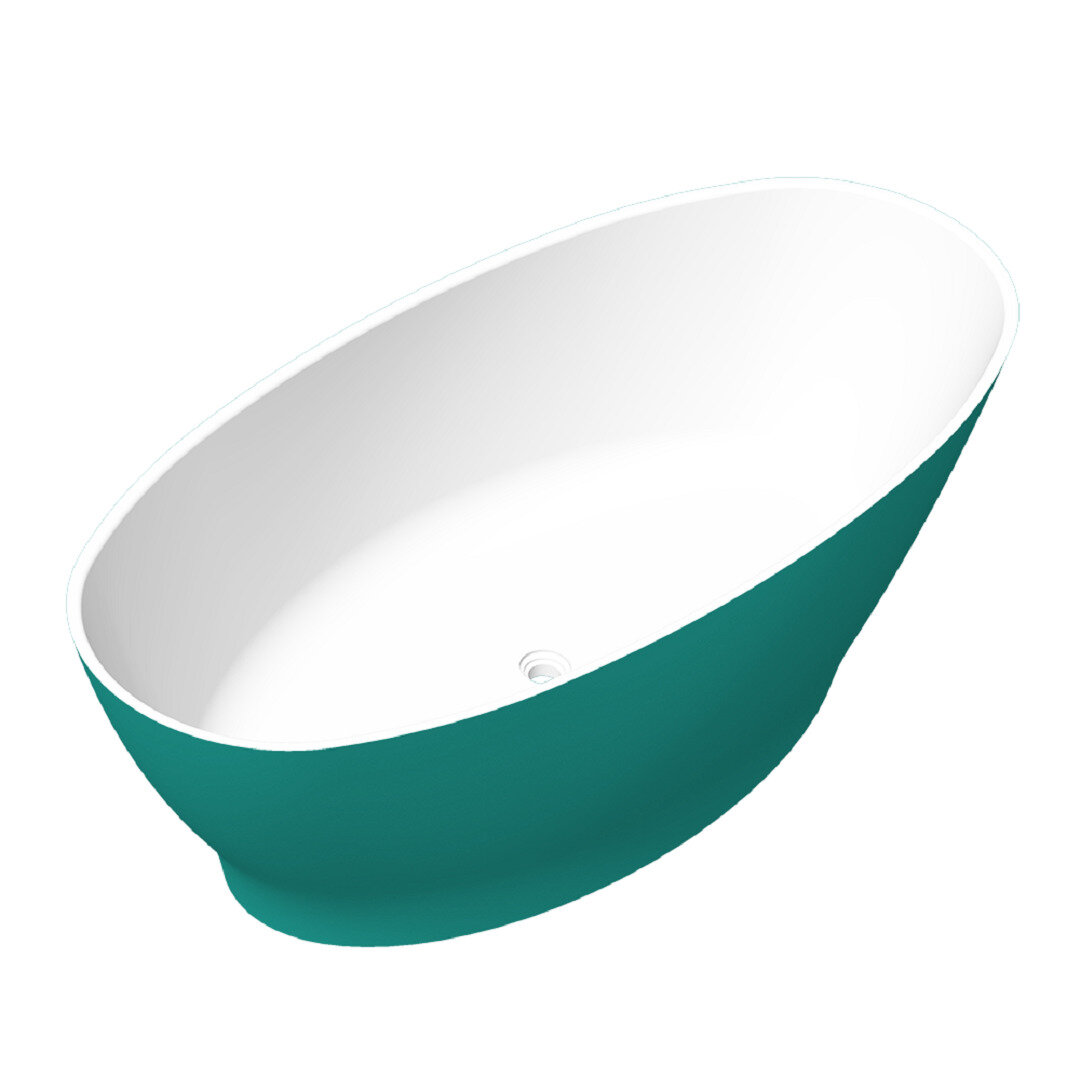 Изображение товара Ванна из искусственного камня Radostone Adriana VADB15018170, 170 x 80.5 см, без перелива, белый матовый, бирюзовый