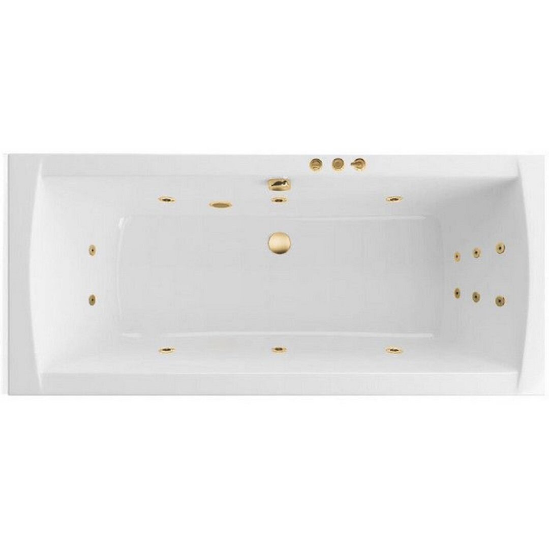Изображение товара Ванна гидромассажная Excellent Aquaria Lux Slim Smart WAEX.AQU18S.SMART.GL, 180 x 80 см, белая, форсунки золото