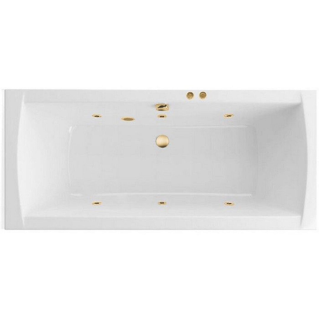Изображение товара Гидромассажная ванна Excellent Aquaria Lux Slim Soft 180x80 см с золотою форсункой Изображение товара Гидромассажная ванна Excellent Aquaria Lux Slim Soft 180x80 см с золотою форсункой