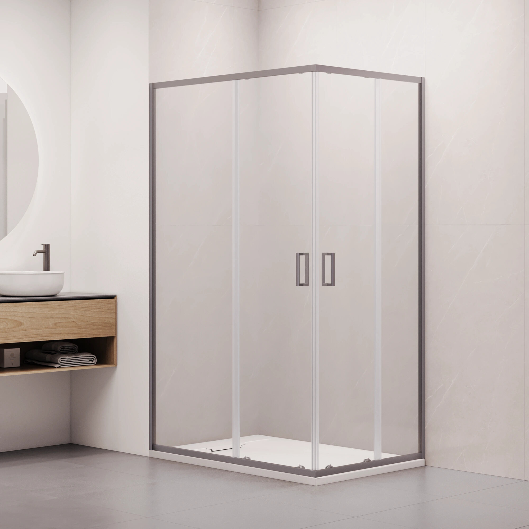 Изображение товара Душевой уголок RGW Classic CL-44Gr 80x120 см с серым профилем и антикапля стеклом