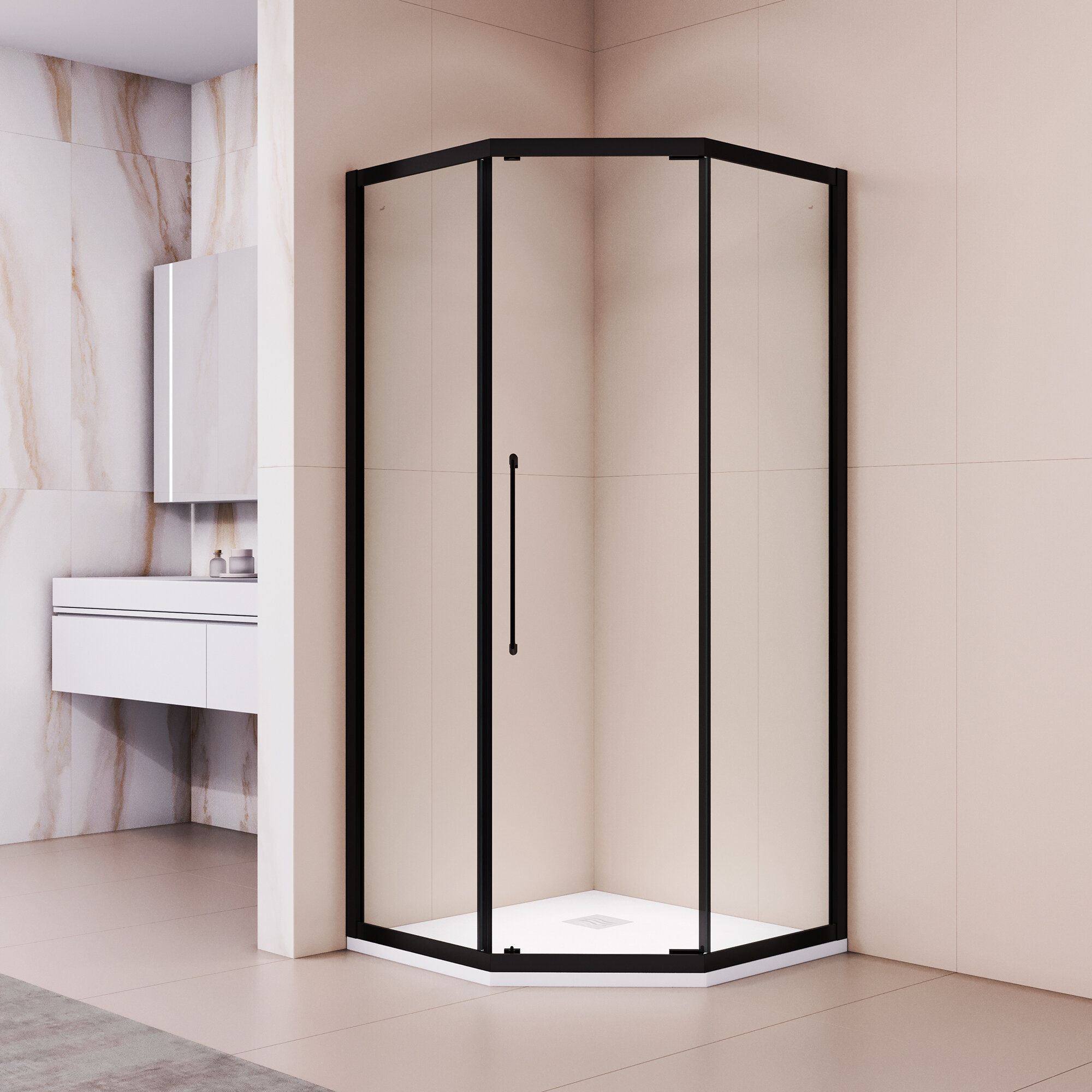 Изображение товара Душевой уголок RGW PA-86B NEW 100х120 см с черным профилем и прозрачным стеклом