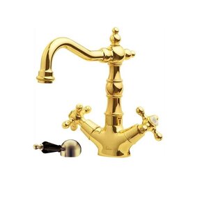 Изображение товара Смеситель для раковины Boheme Tradizionale 292-BSW, золото, ручка кристалл черный Swarovski