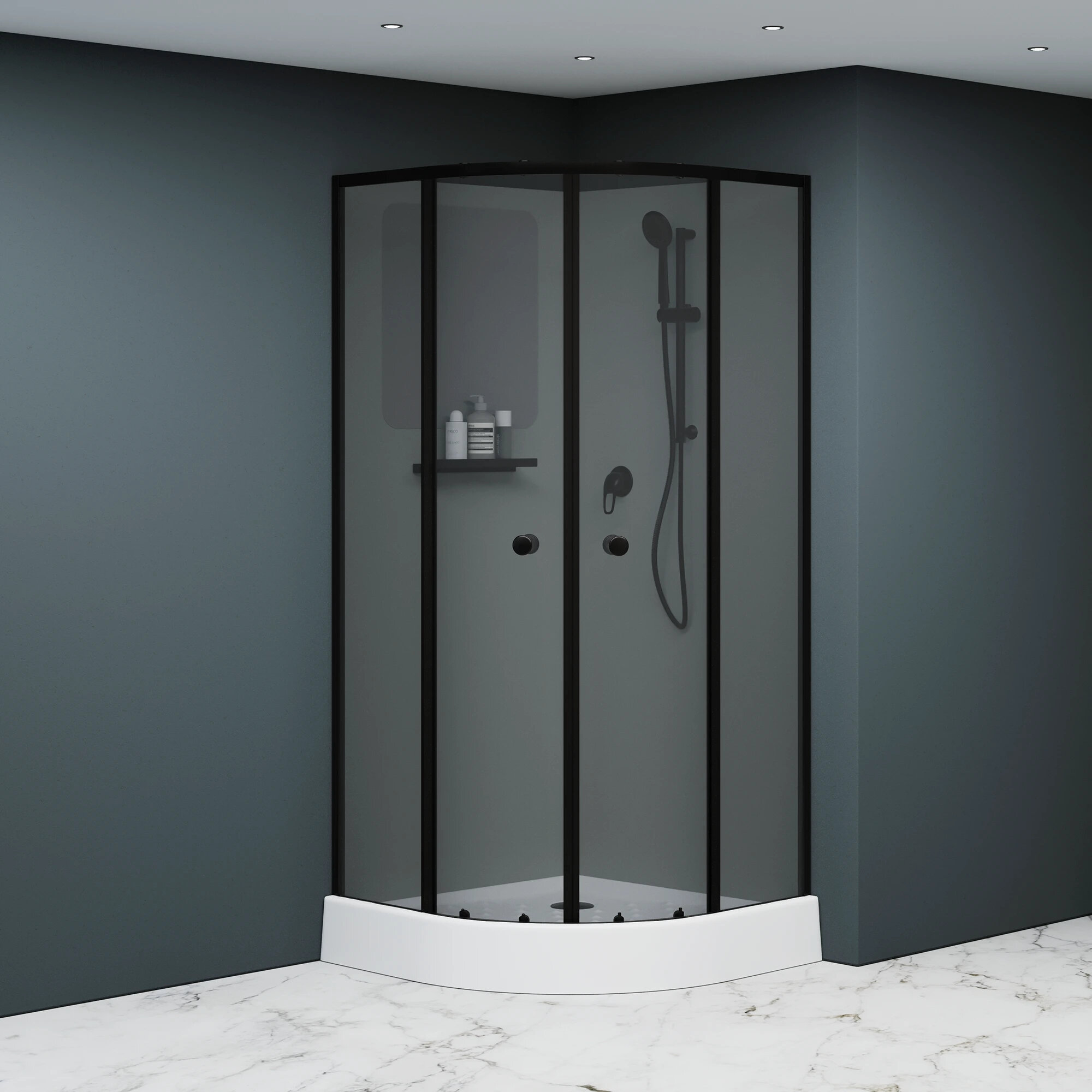 Изображение товара Душевая кабина RGW Andaman AN 208B, 381320888-34, 80 x 80 см, низкий поддон, стекло тонированное, профиль черный