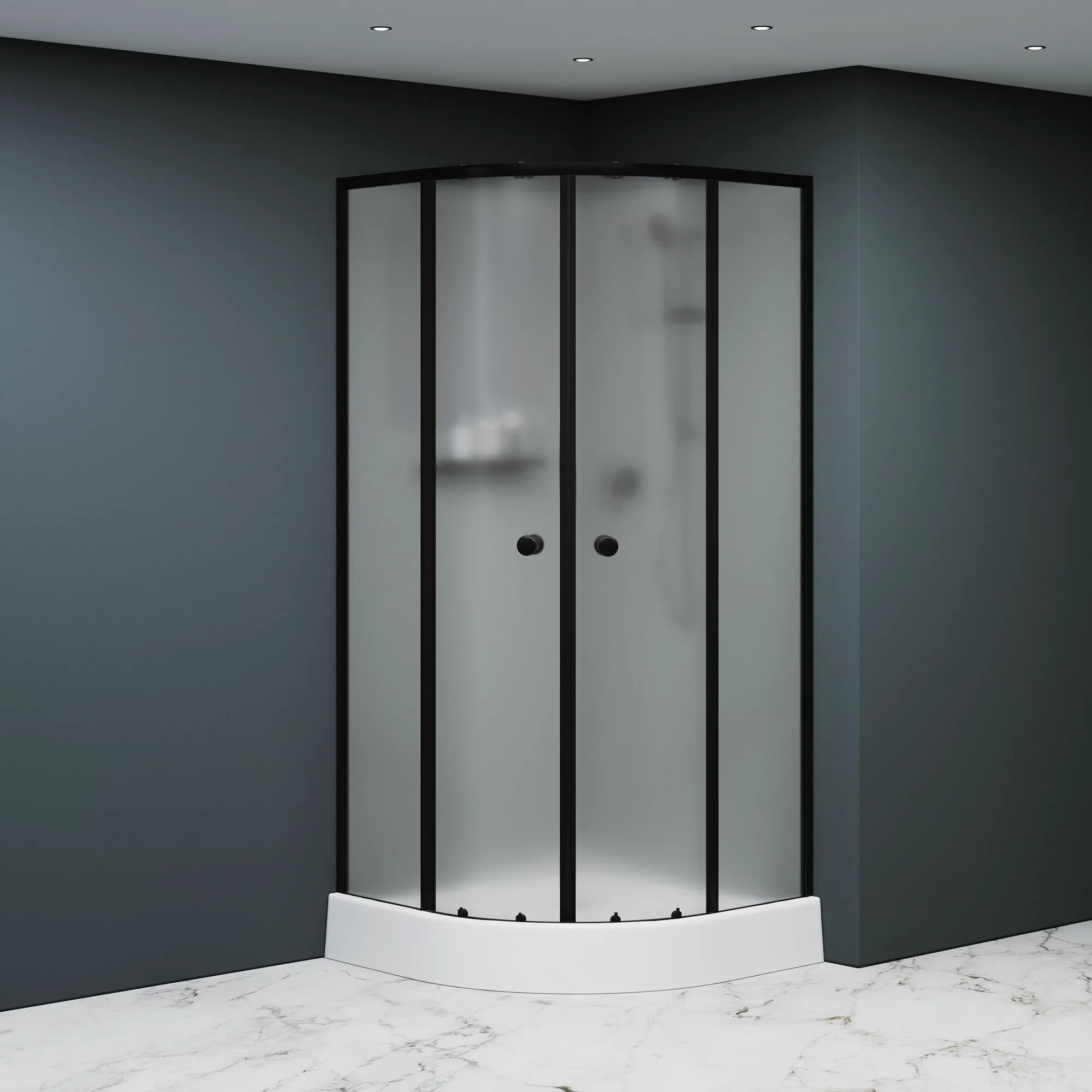 Изображение товара Душевая кабина RGW Andaman AN 208B, 381320800-24, 100 x 100 см, низкий поддон, стекло матовое сатинат, профиль черный