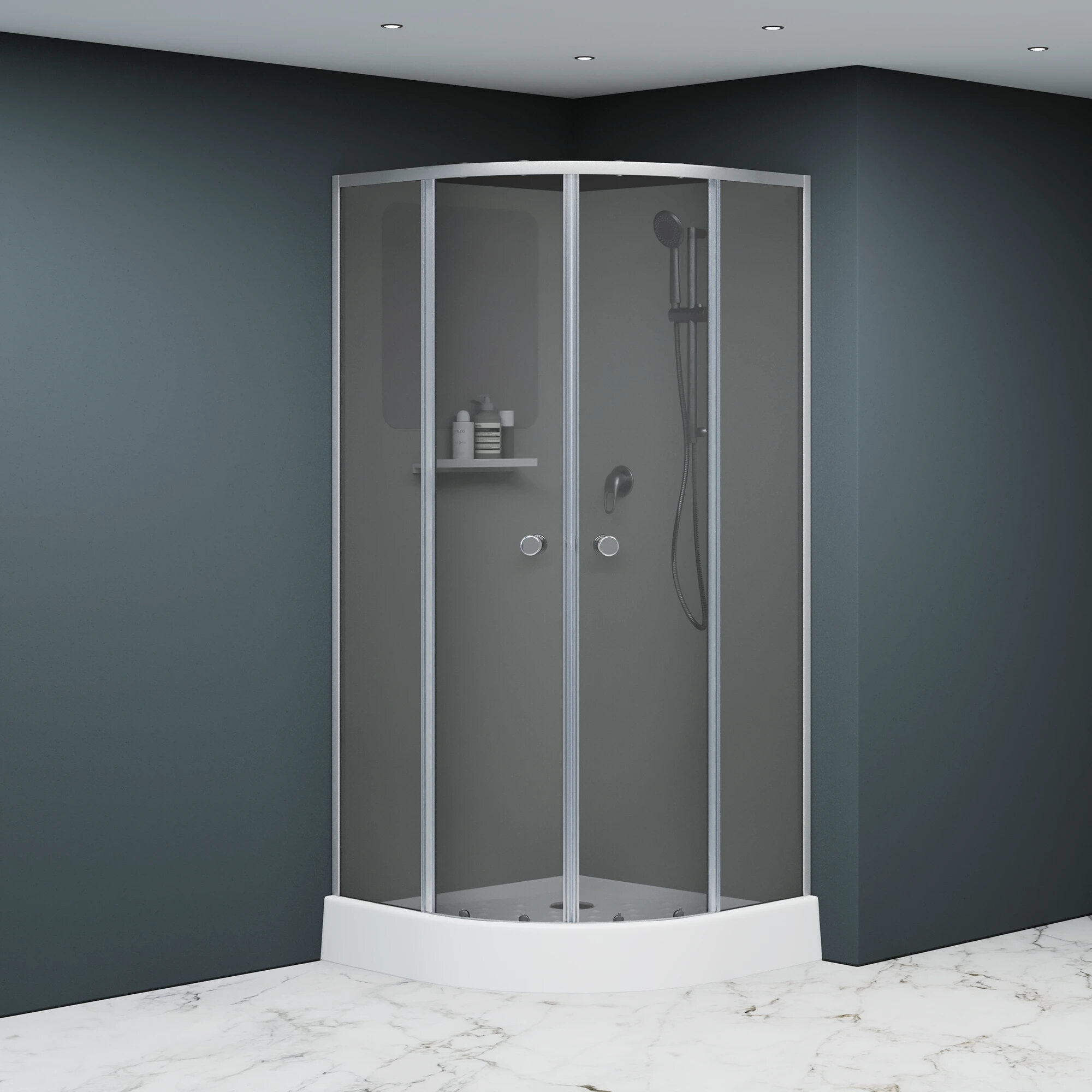 Изображение товара Душевая кабина RGW Andaman AN 208, 381320800-32, 100 x 100 см, низкий поддон, стекло тонированное, профиль хром матовый