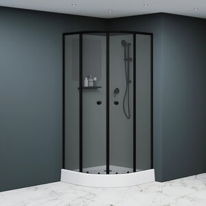 Изображение товара Душевая кабина RGW Andaman AN 208B, 381320800-34, 100 x 100 см, низкий поддон, стекло тонированное, профиль черный