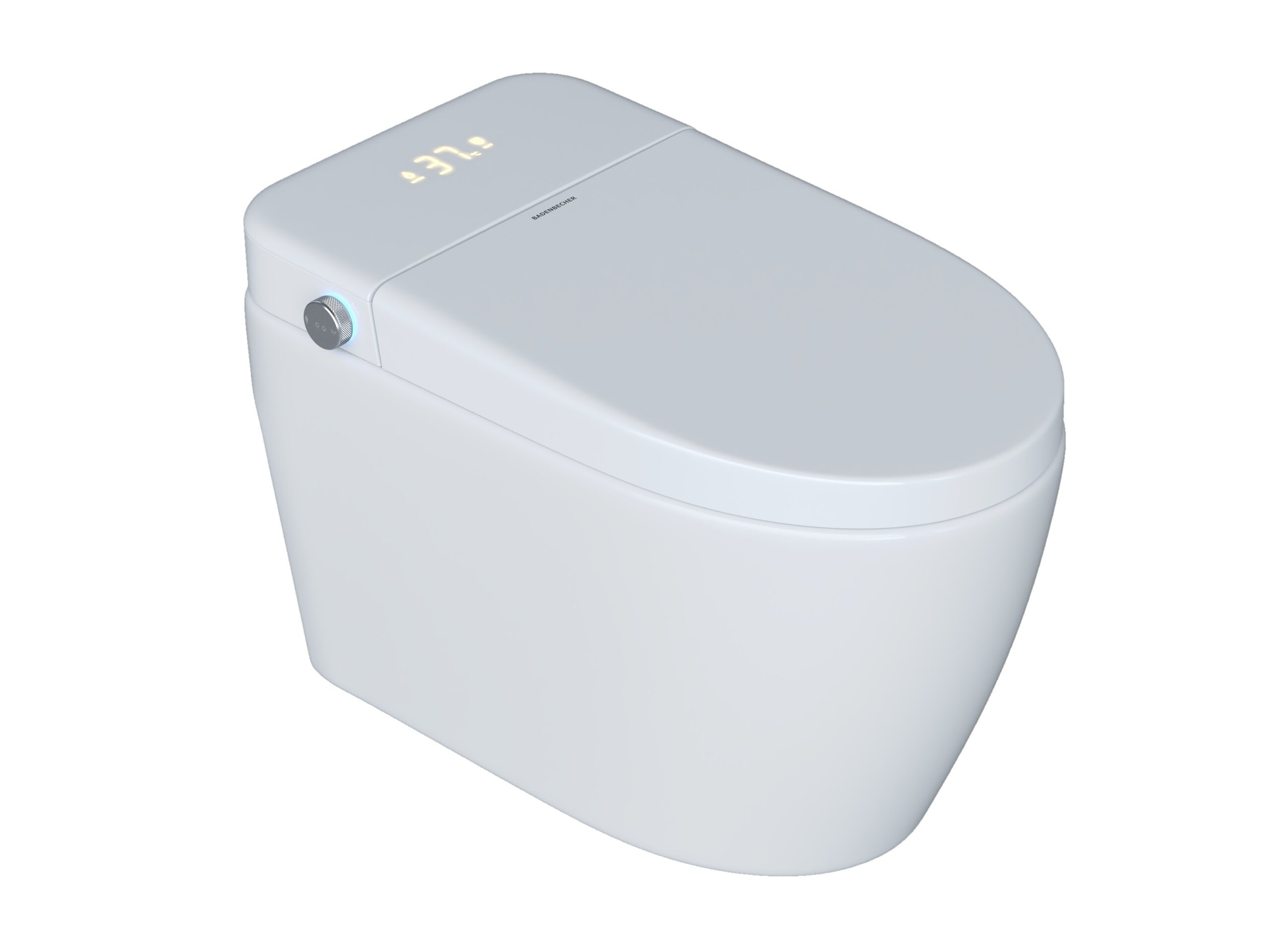 Изображение товара Электронный приставной унитаз-биде Badenbecher SMART X2 Premium (белый матовый дисплей), с функцией биде, подогревом сиденья, смыв торнадо, белый 