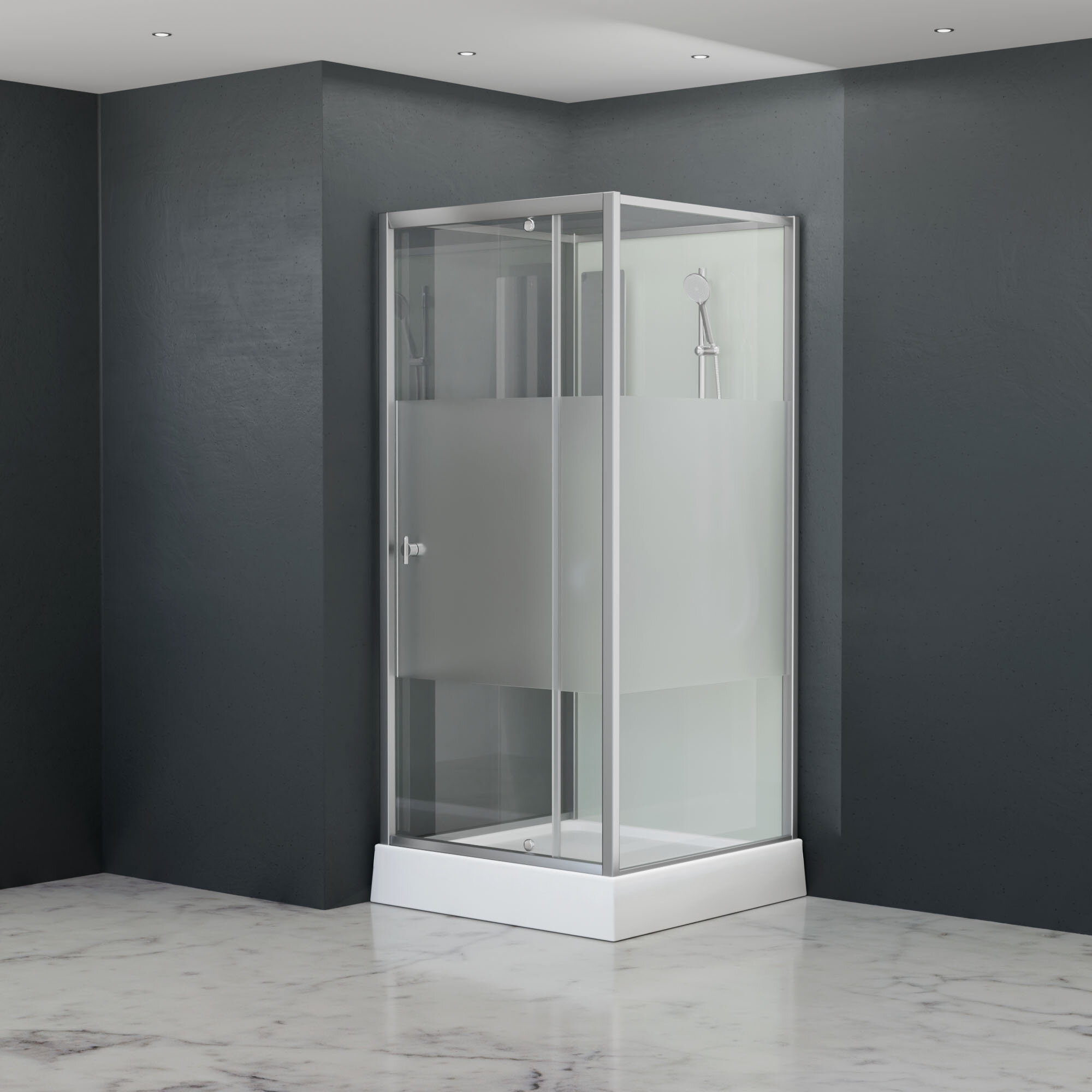 Изображение товара Душевая кабина RGW Andaman AN-207SBr 90x90 см с матовой полосой и Easy Clean