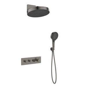 Изображение товара Душевая система Cezares RAIN2-SET-T-GM, термостатическая, с внутренней частью, цвет оружейная сталь