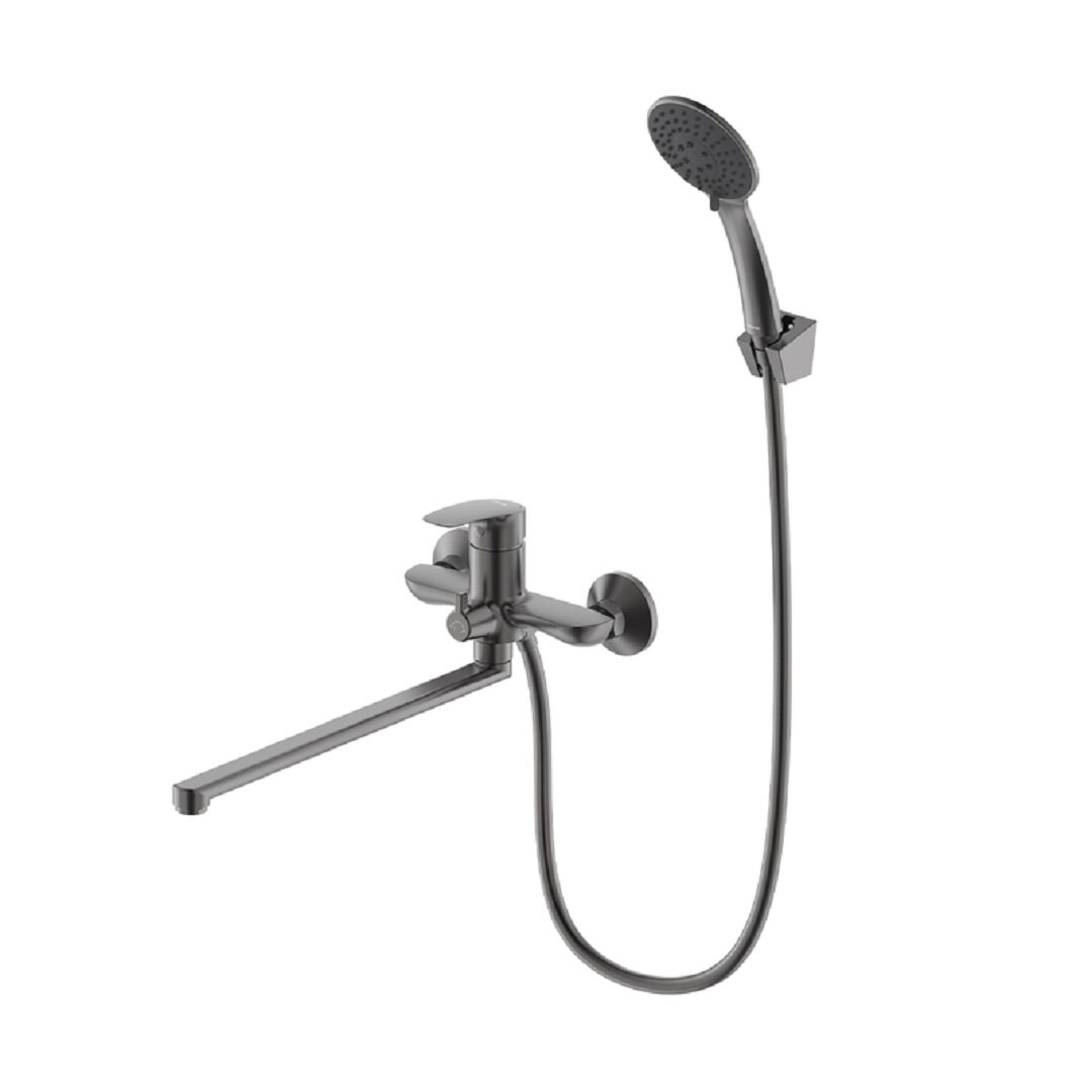 Изображение товара Смеситель Milardo Rora RORGM00M10 для ванны и душа, графит матовый, длинный излив