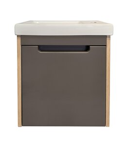 Изображение товара Тумба под раковину Runo Микра 00-00005164, 40 см, подвесная, дуб, тёмно-серый