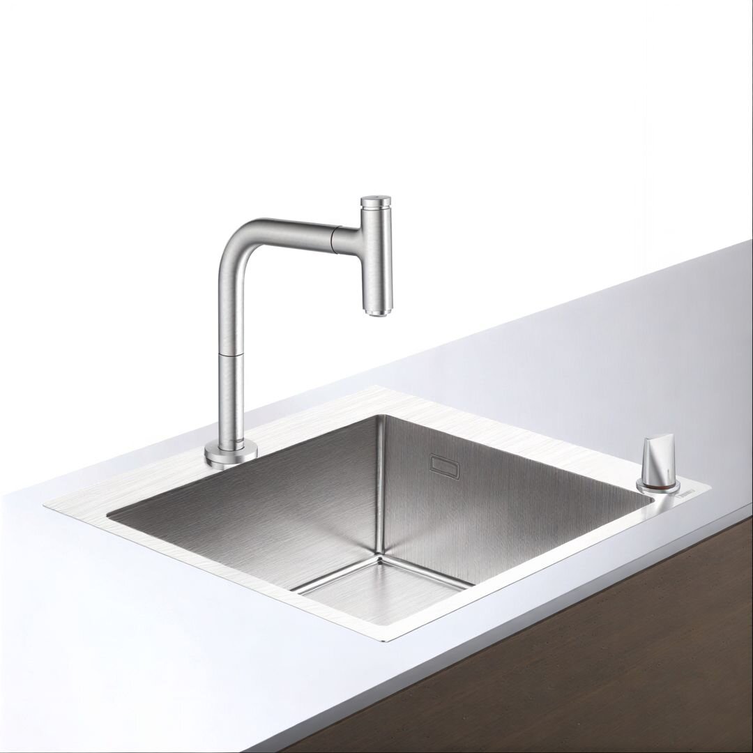 Изображение товара Кухонная мойка Hansgrohe из нержавеющей стали с автоматическим управлением Изображение товара Кухонная мойка Hansgrohe из нержавеющей стали с автоматическим управлением