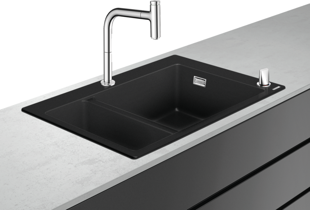 Изображение товара Комплект кухонная мойка из нержавеющей стали с смесителем Hansgrohe 180x450