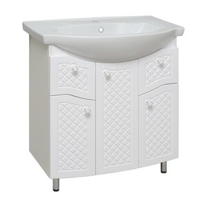 Изображение товара Тумба с раковиной Runo Милано УТ000002088сум, 75 см, напольная, белый 