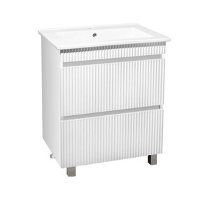 Изображение товара Тумба с раковиной Runo Модена 00-00001453сум, 75 см, 2 ящика, напольная, белый